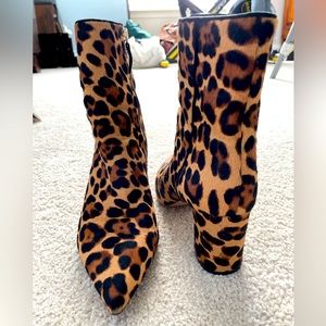 Leopard Print Calf Hair Ankle Boot